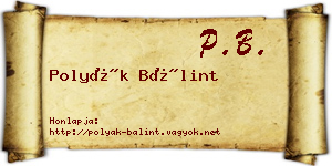 Polyák Bálint névjegykártya
